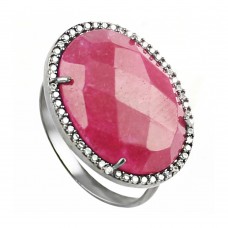 Vintage Ruby pink oval Cut Cocktail Cubic Zirconia Ring